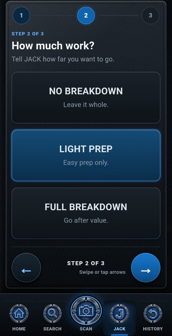 JACK Game Plan screen