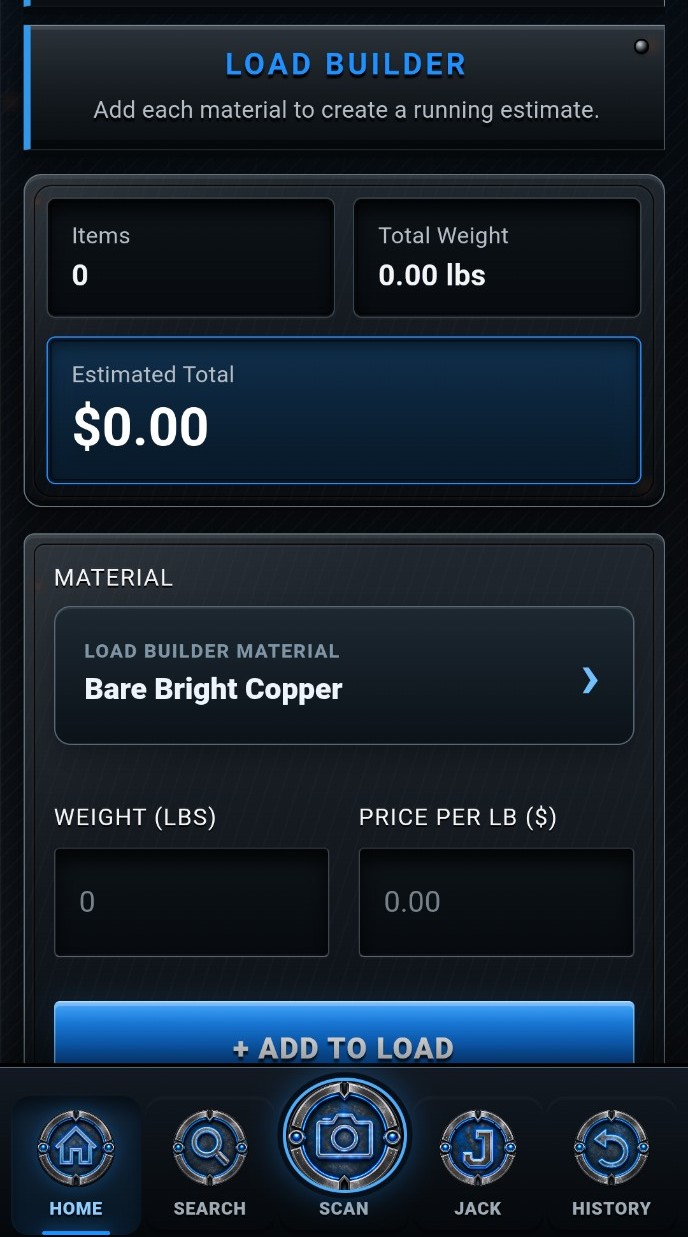 Load Builder screen