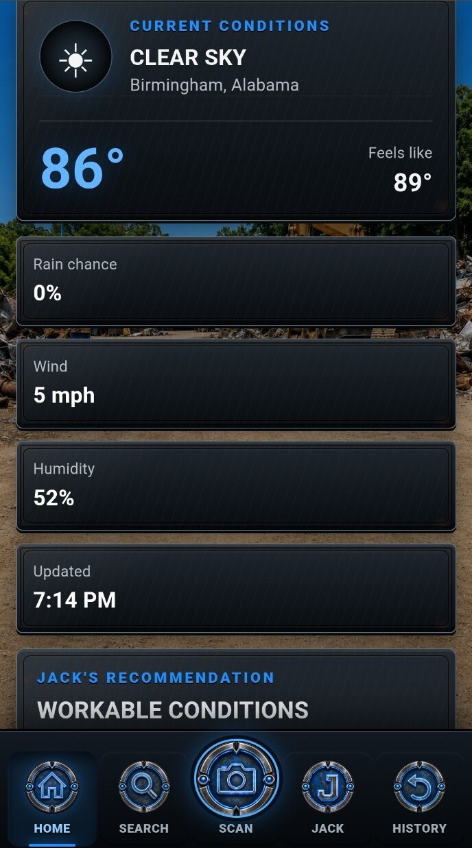 Scrap Weather screen